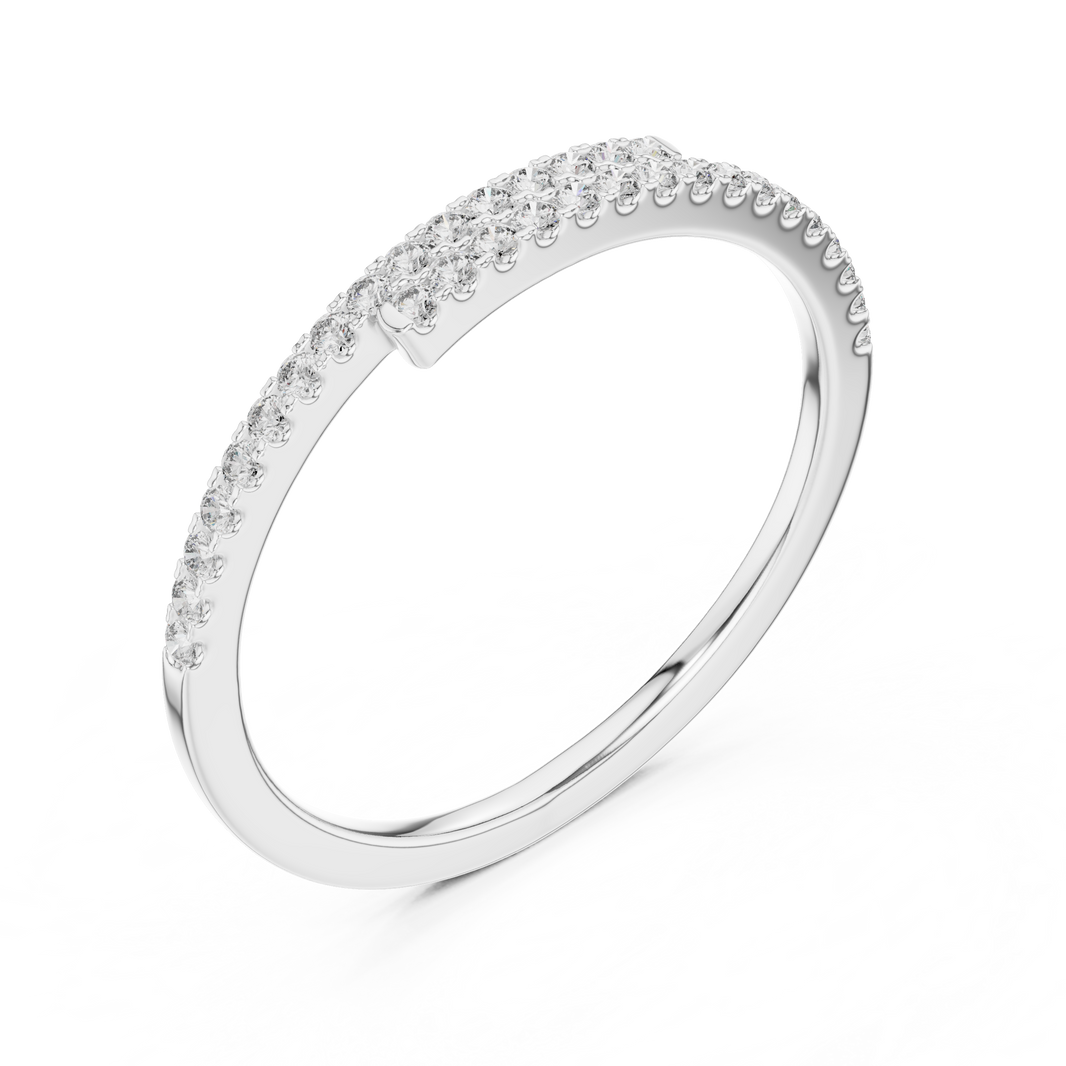 Open Bypass Pavé Moissanite Band in white 925 sterling silver, view 2