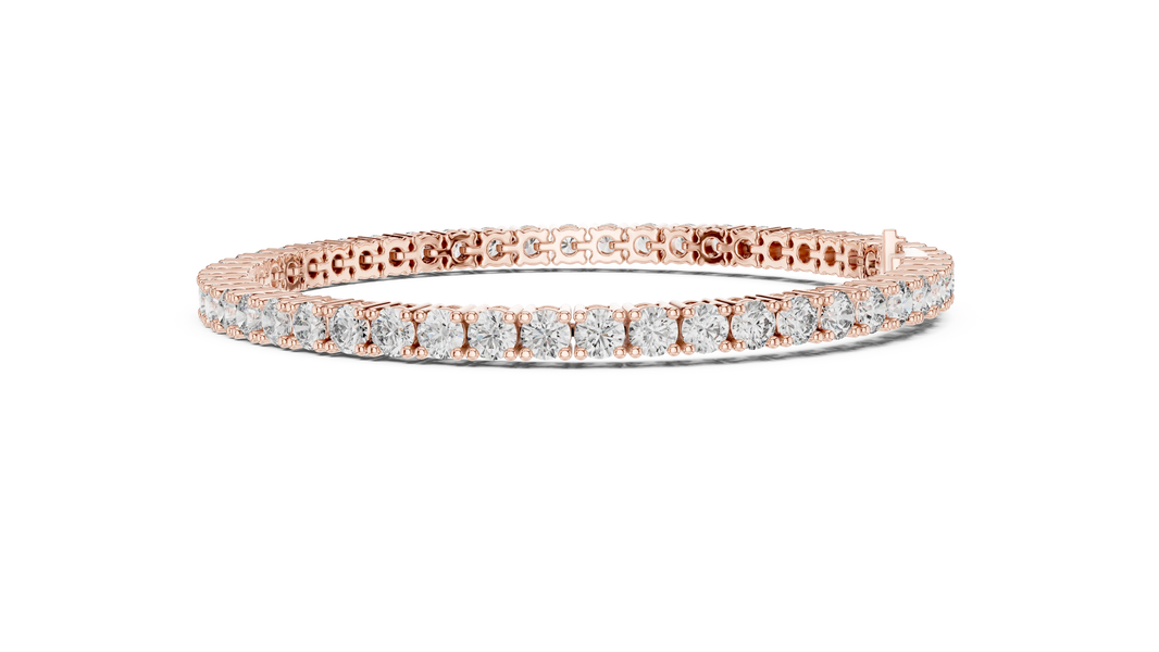 Round Four Prong Moissanite Tennis Bracelet in rose 925 sterling silver, view 4