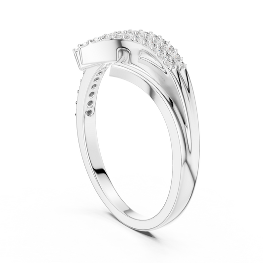 Pavé Wing Crossover Moissanite Ring in white 925 sterling silver, view 1