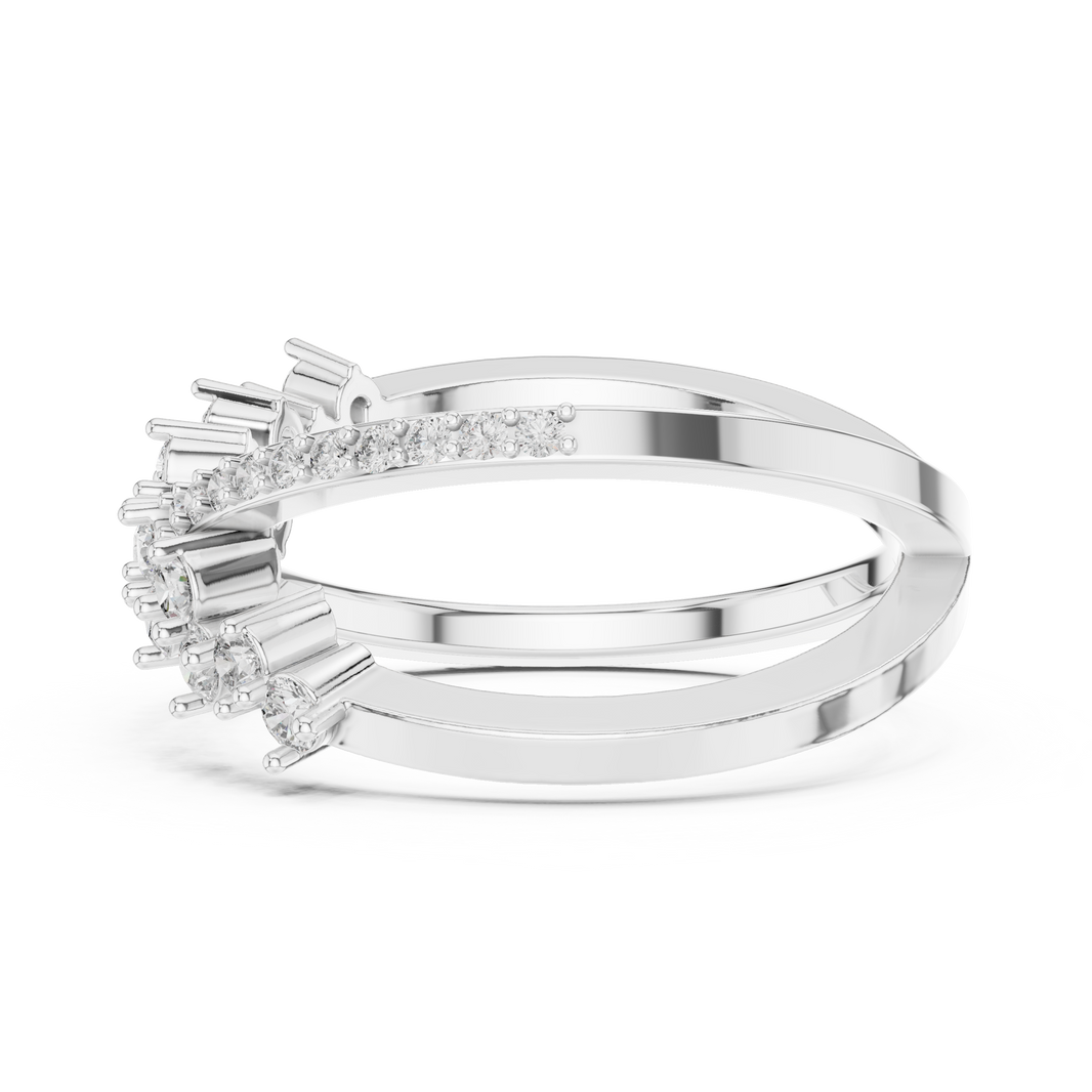 Crossover X Cluster Moissanite Ring in white 925 sterling silver, view 3