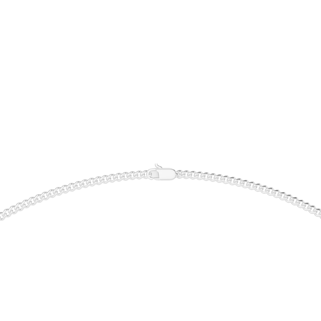 Curb Chain Necklace in white 925 sterling silver, view 4