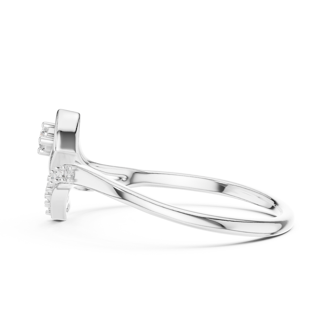 Angular Bypass Moissanite Ring in white 925 sterling silver, view 3