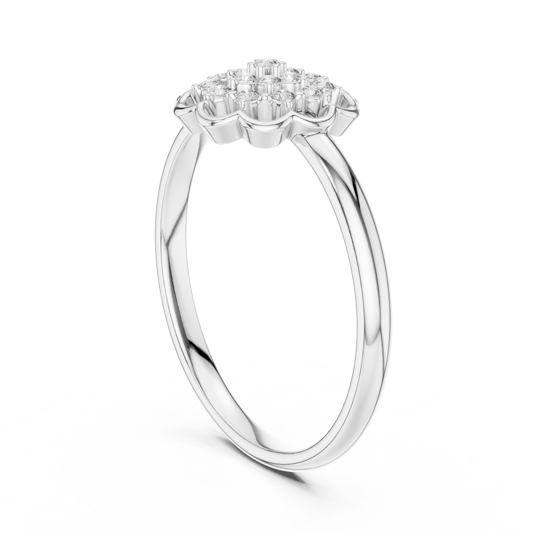 Scalloped Flower Pavé Moissanite Ring in white 925 sterling silver, view 1