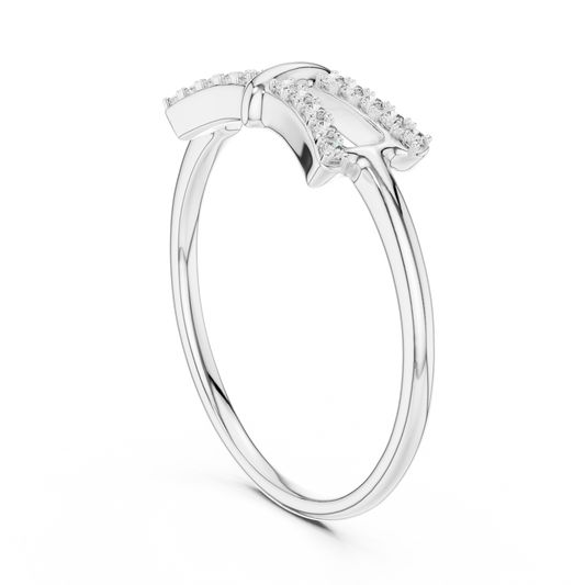 Double Bar Pavé Moissanite Ring in white 925 sterling silver, view 1