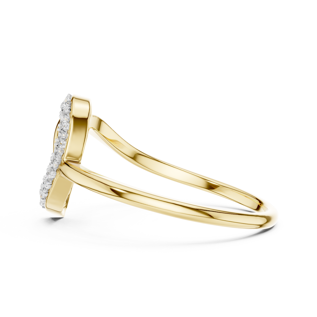Asymmetric Pavé Heart Moissanite Ring in yellow 925 sterling silver, view 3