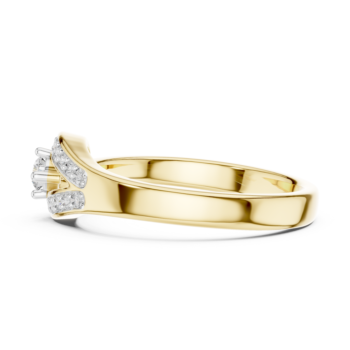 Pavé Teardrop Loop Moissanite Ring in yellow 925 sterling silver, view 3