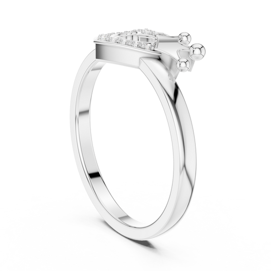 Crowned Heart Pavé Moissanite Ring in white 925 sterling silver, view 1