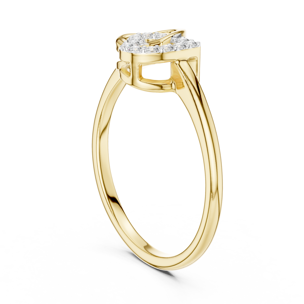 Interlocking Pavé Hearts Moissanite Ring in yellow 925 sterling silver, view 1