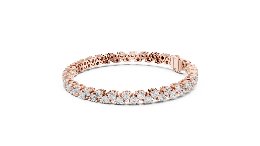 Round Moissanite Loop Link Tennis Bracelet in rose 925 sterling silver, view 2