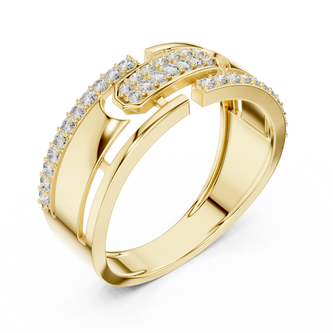 Openwork Multi-Row Pavé Moissanite Band in yellow 925 sterling silver, view 2