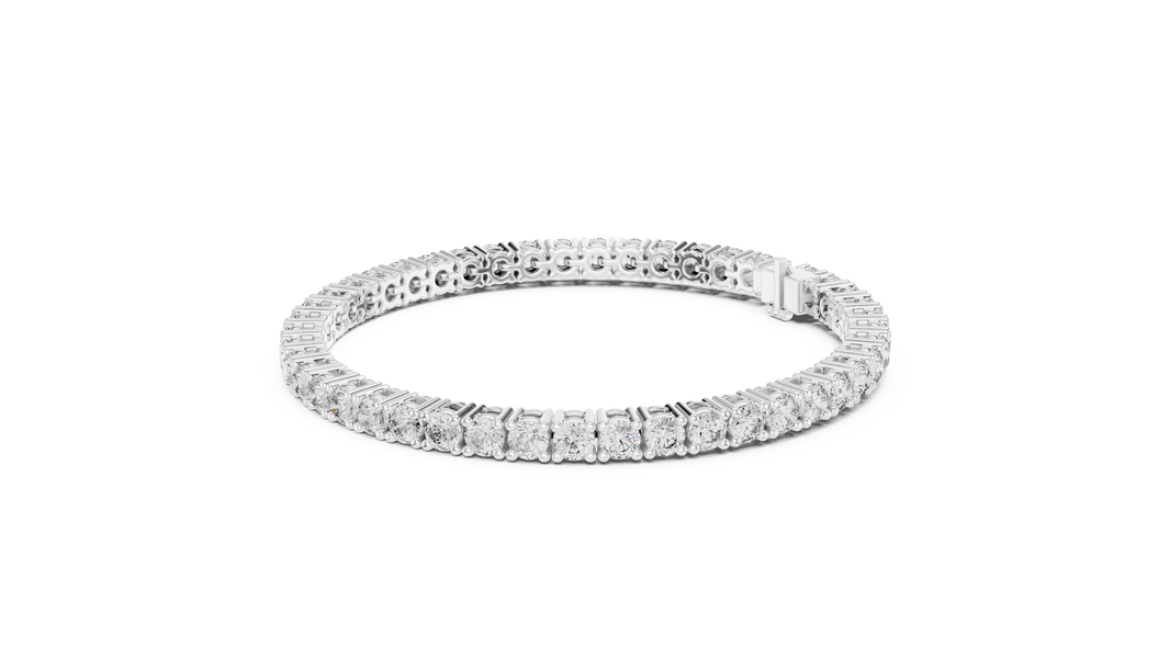 3.5 mm Round Moissanite Tennis Bracelet in white 925 sterling silver, view 2