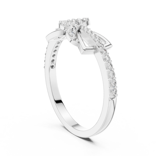 Infinity Bow Pavé Moissanite Ring in white 925 sterling silver, view 1