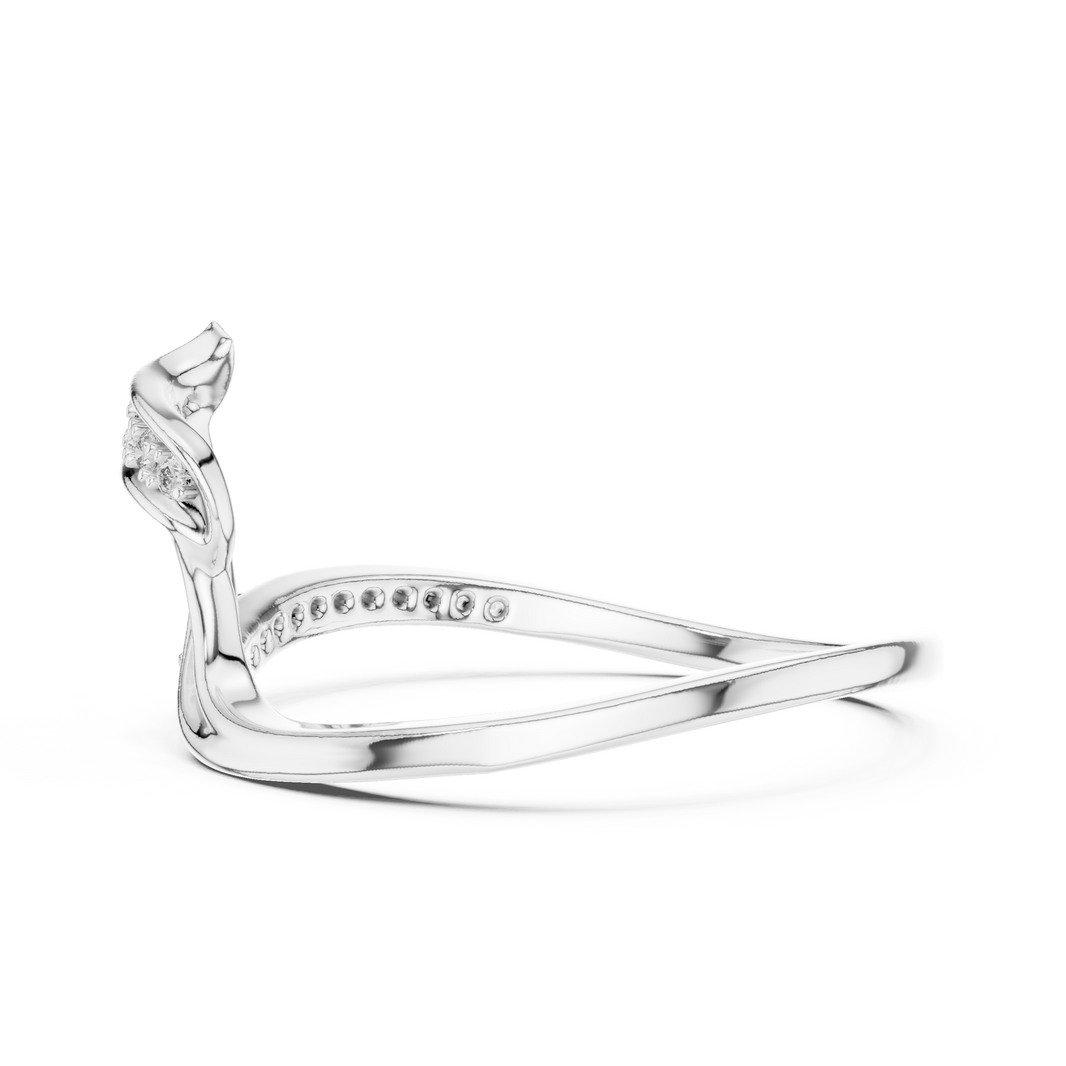 Ribbon Wave Bypass Moissanite Ring in white 925 sterling silver, view 3