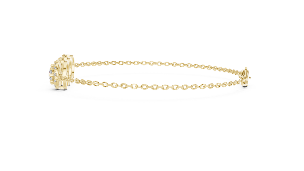 Triple Halo Moissanite Chain Bracelet in yellow 925 sterling silver, view 4