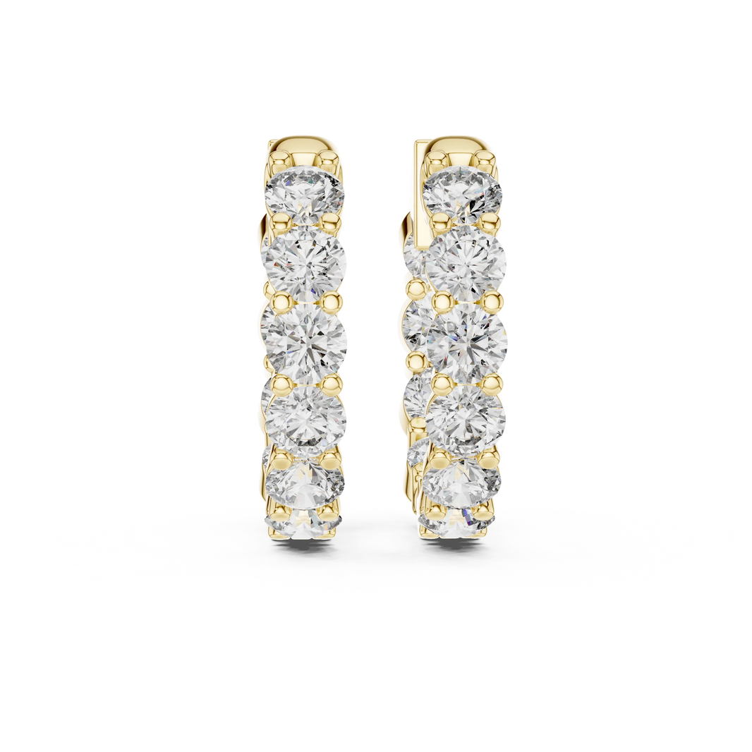 Moissanite inside out hoop earrings in yellow 925 sterling silver, view 4