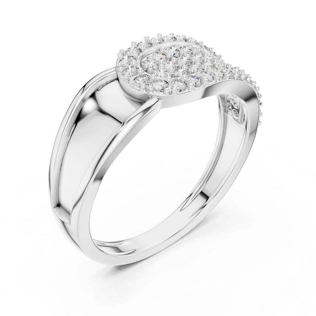 Crossover Teardrop Pavé Moissanite Ring in white 925 sterling silver, view 2