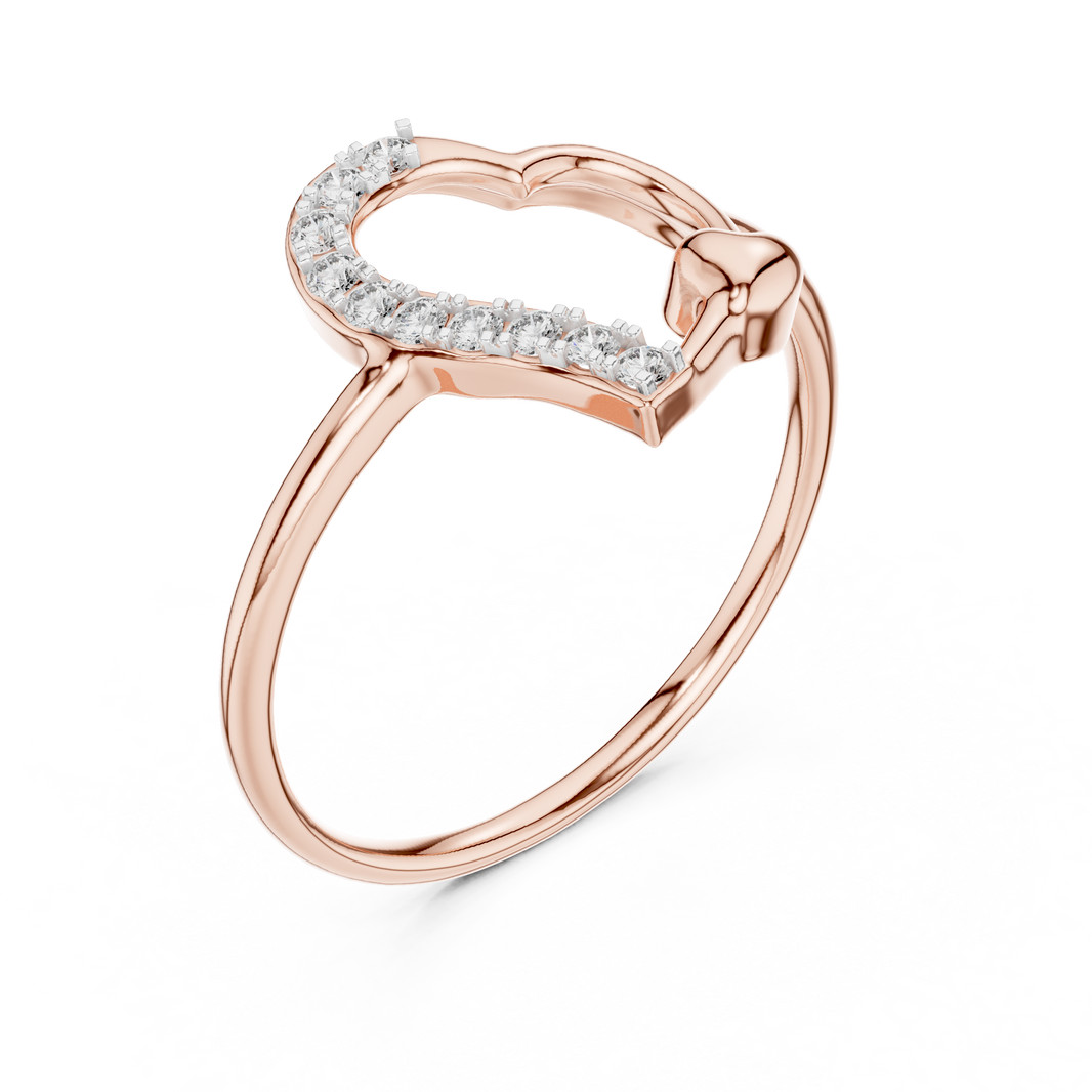 Tilted Pavé Heart Moissanite Ring in rose 925 sterling silver, view 2