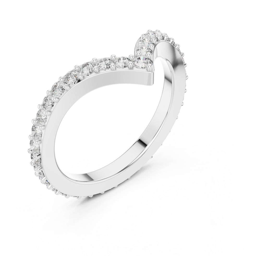 Pavé Chevron Moissanite Ring in white 925 sterling silver, view 2