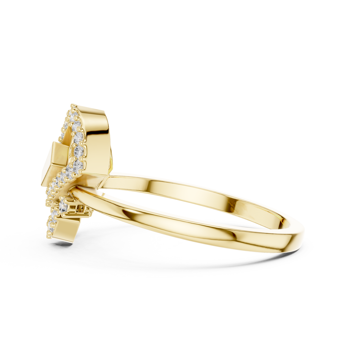 Interlocking Frames Pavé Moissanite Cocktail Ring in yellow 925 sterling silver, view 3