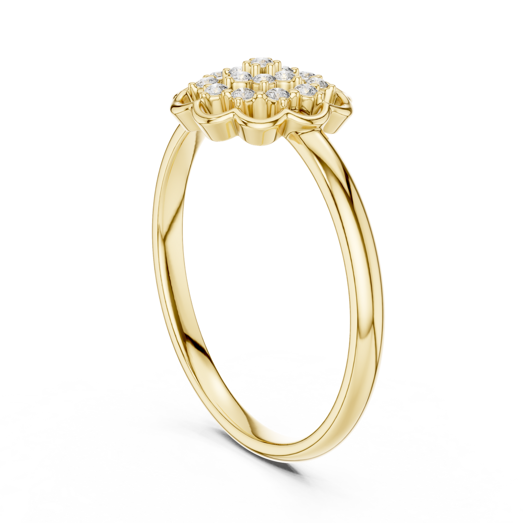 Scalloped Flower Pavé Moissanite Ring in yellow 925 sterling silver, view 1