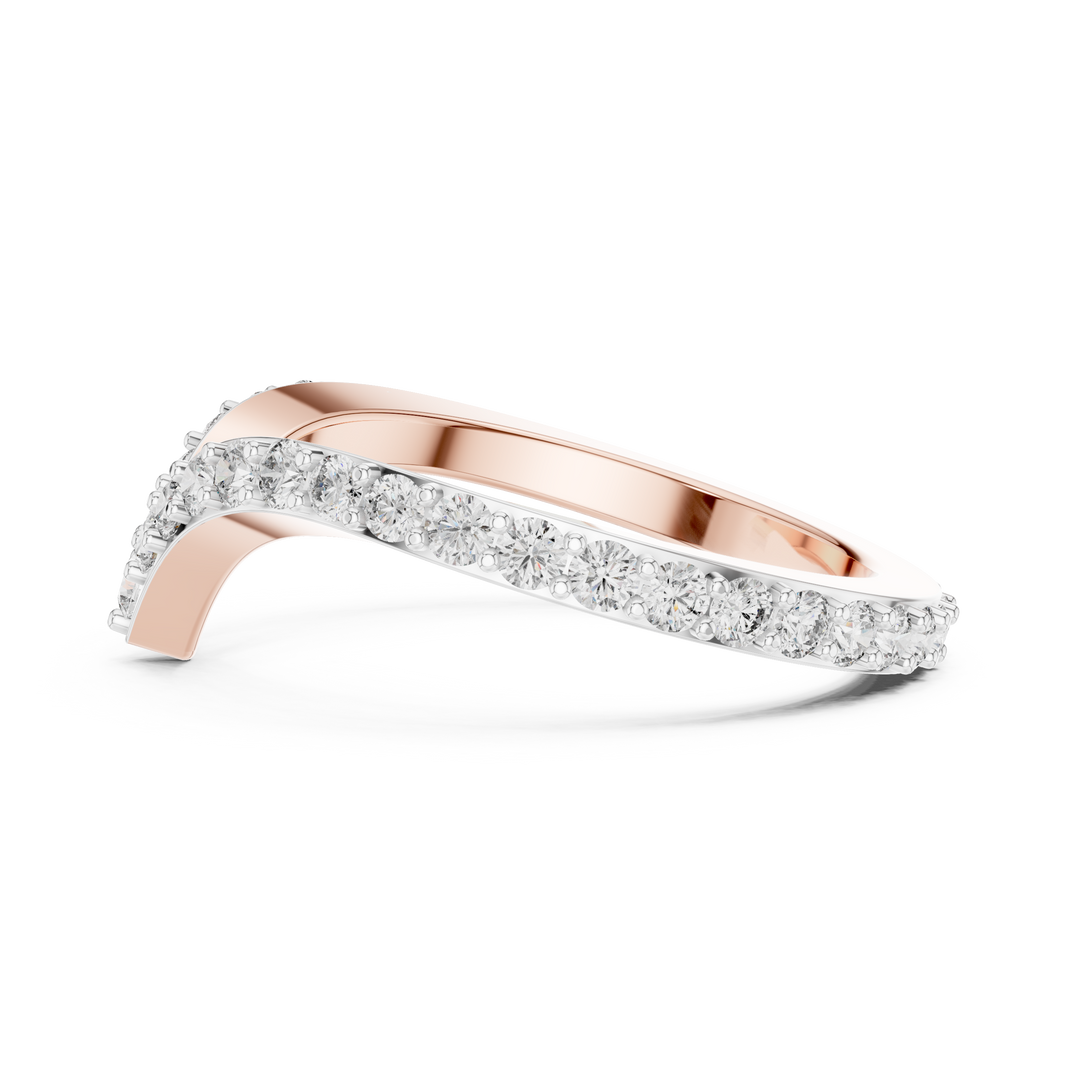 Pavé Chevron Moissanite Ring in rose 925 sterling silver, view 3