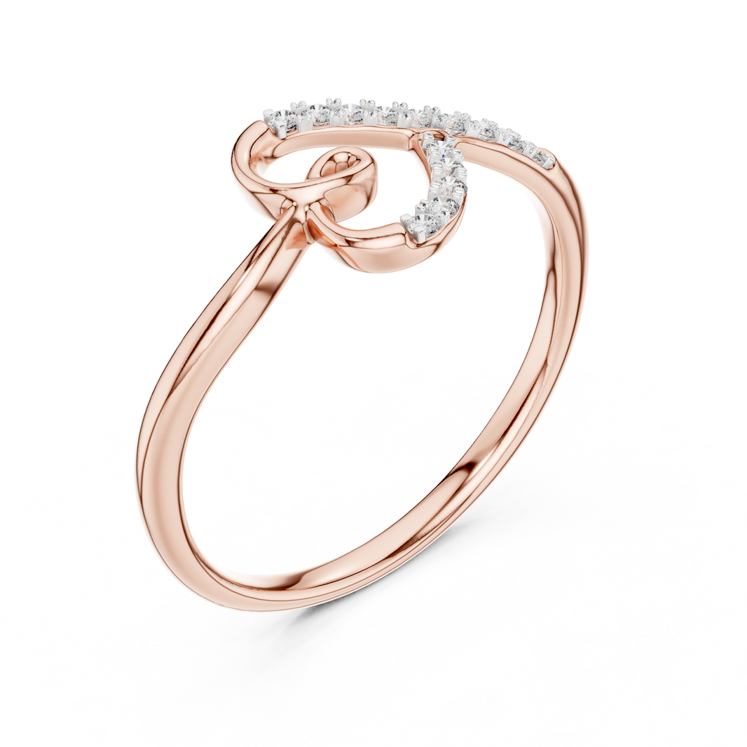 Open Heart Swirl Moissanite Ring in rose 925 sterling silver, view 2