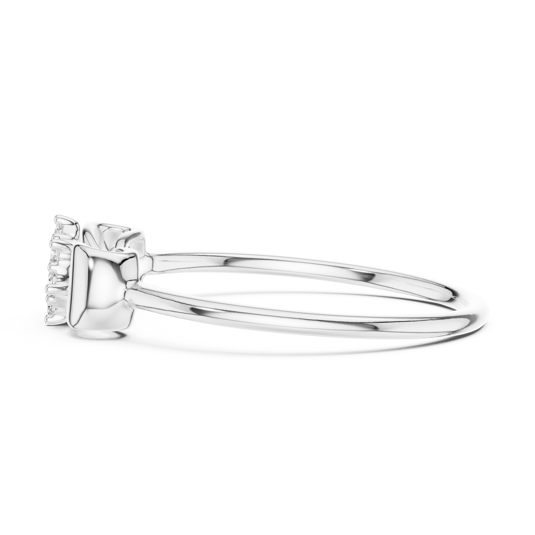 Bow Flower Cluster Moissanite Ring in white 925 sterling silver, view 3