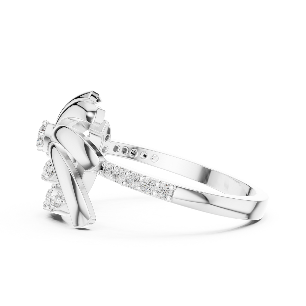 Pinwheel Swirl Flower Pavé Moissanite Ring in white 925 sterling silver, view 3