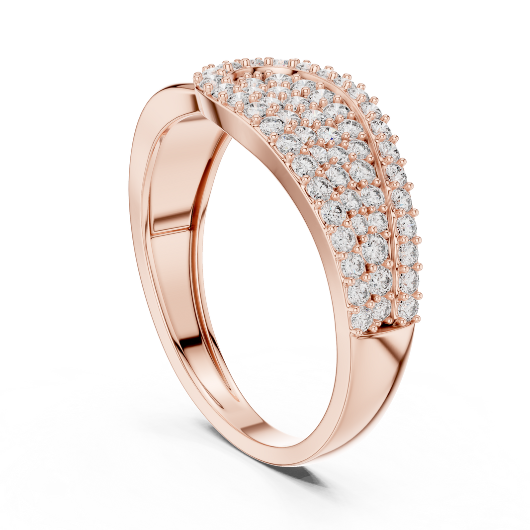Crossover Teardrop Pavé Moissanite Ring in rose 925 sterling silver, view 1