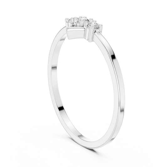 Three-Stone Geometric Frame Moissanite Ring in white 925 sterling silver, view 1