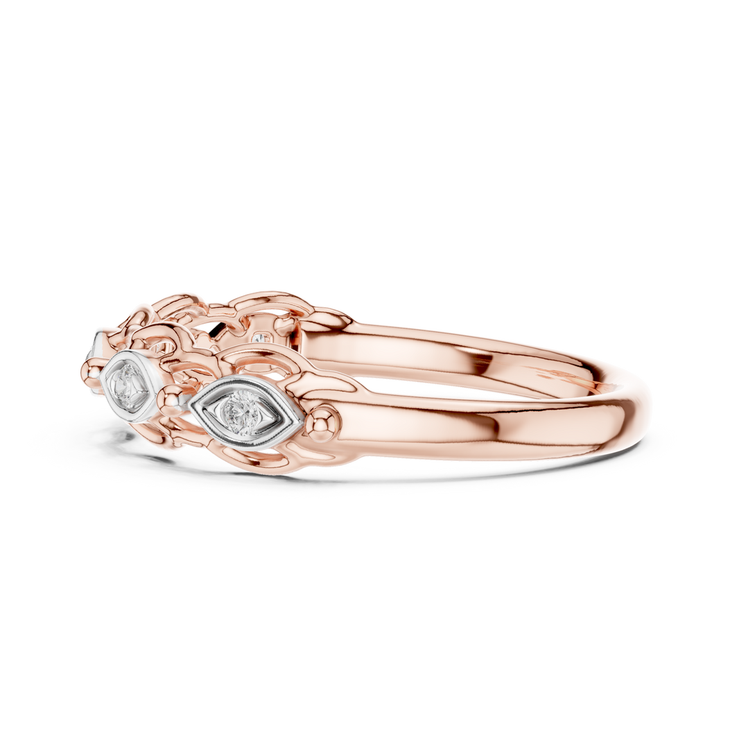 Linked Eye Moissanite Band in rose 925 sterling silver, view 3
