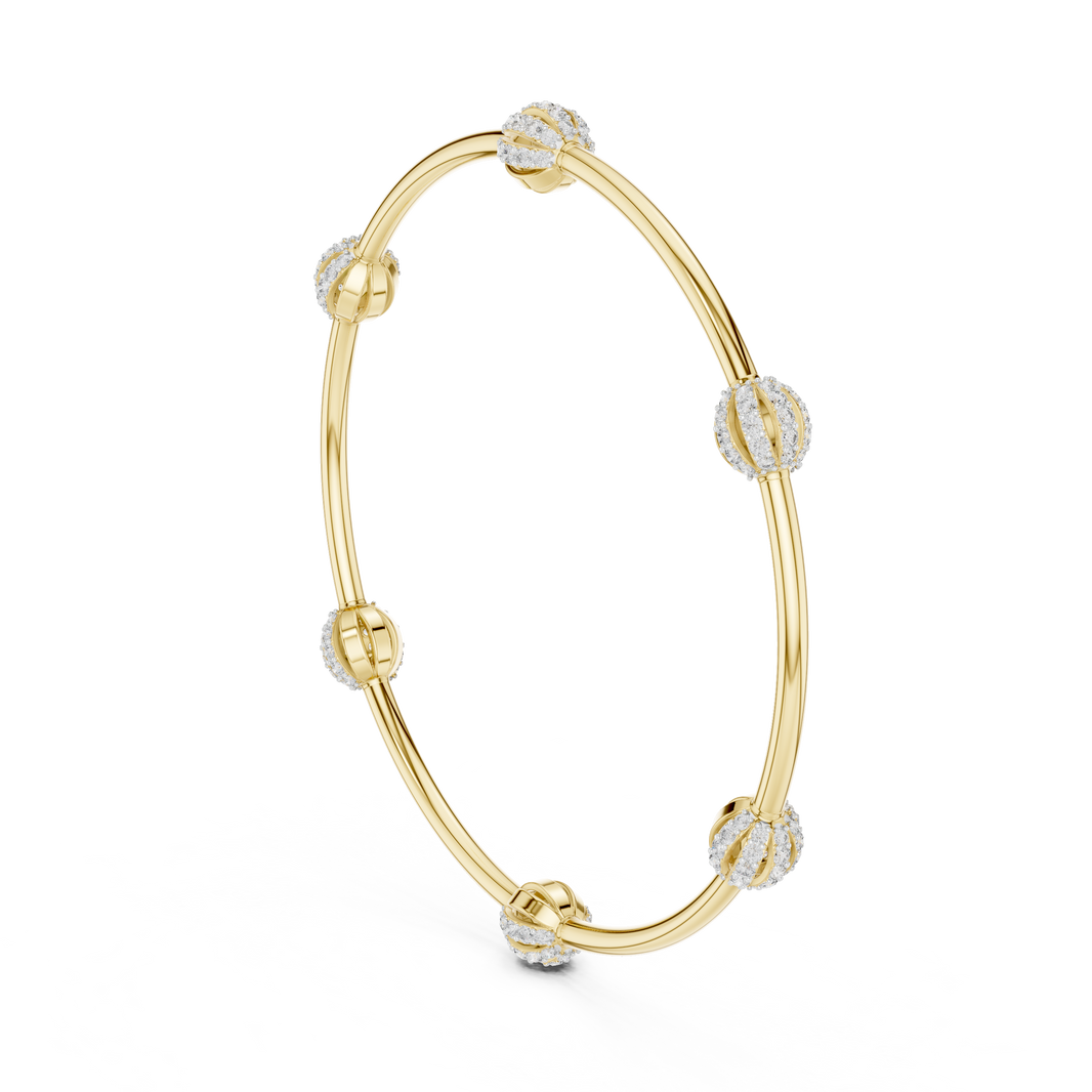 Round Cluster Station Moissanite Bangle in yellow 925 sterling silver, view 1