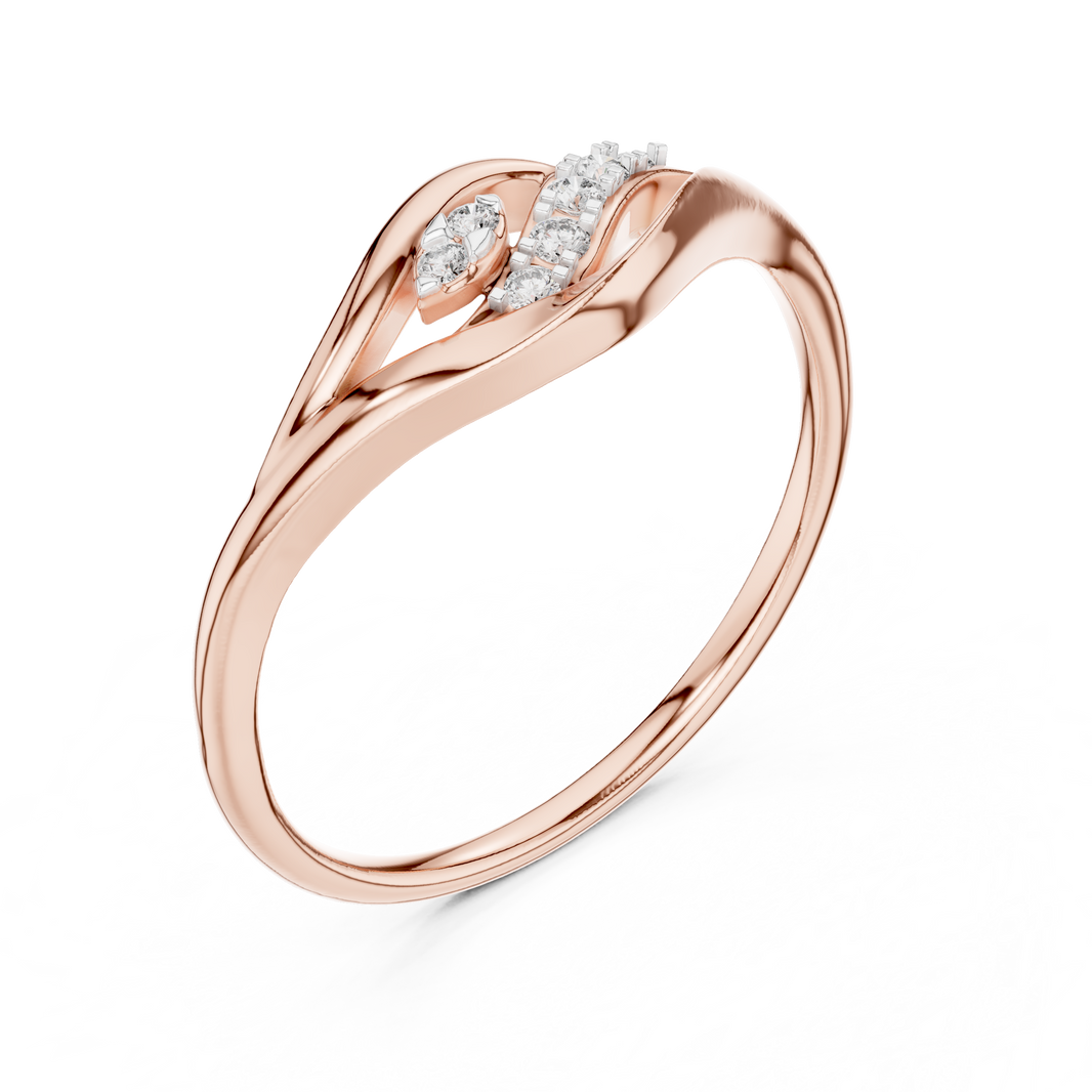 Open Leaf Wave Moissanite Ring in rose 925 sterling silver, view 2