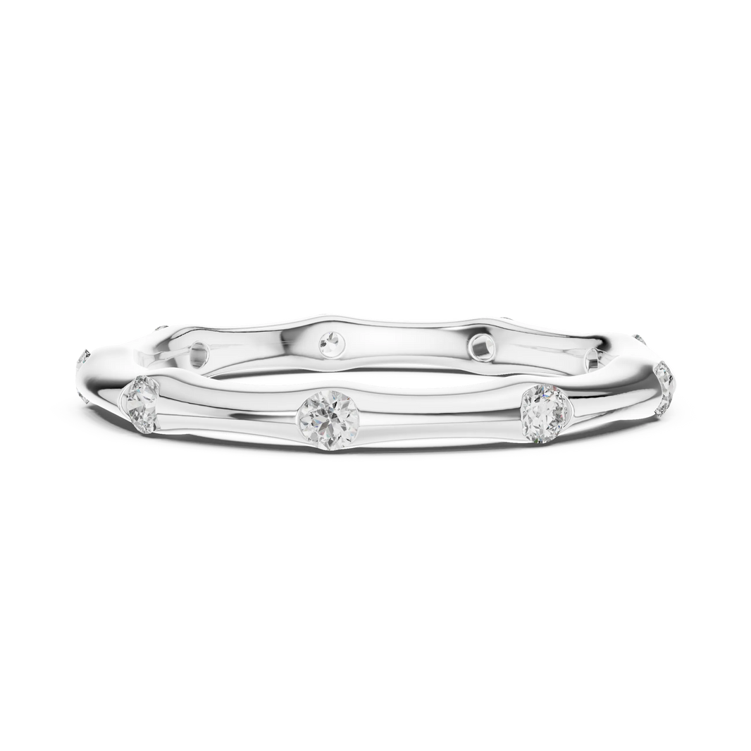 Bezel Station Moissanite Band in white 925 sterling silver, view 3