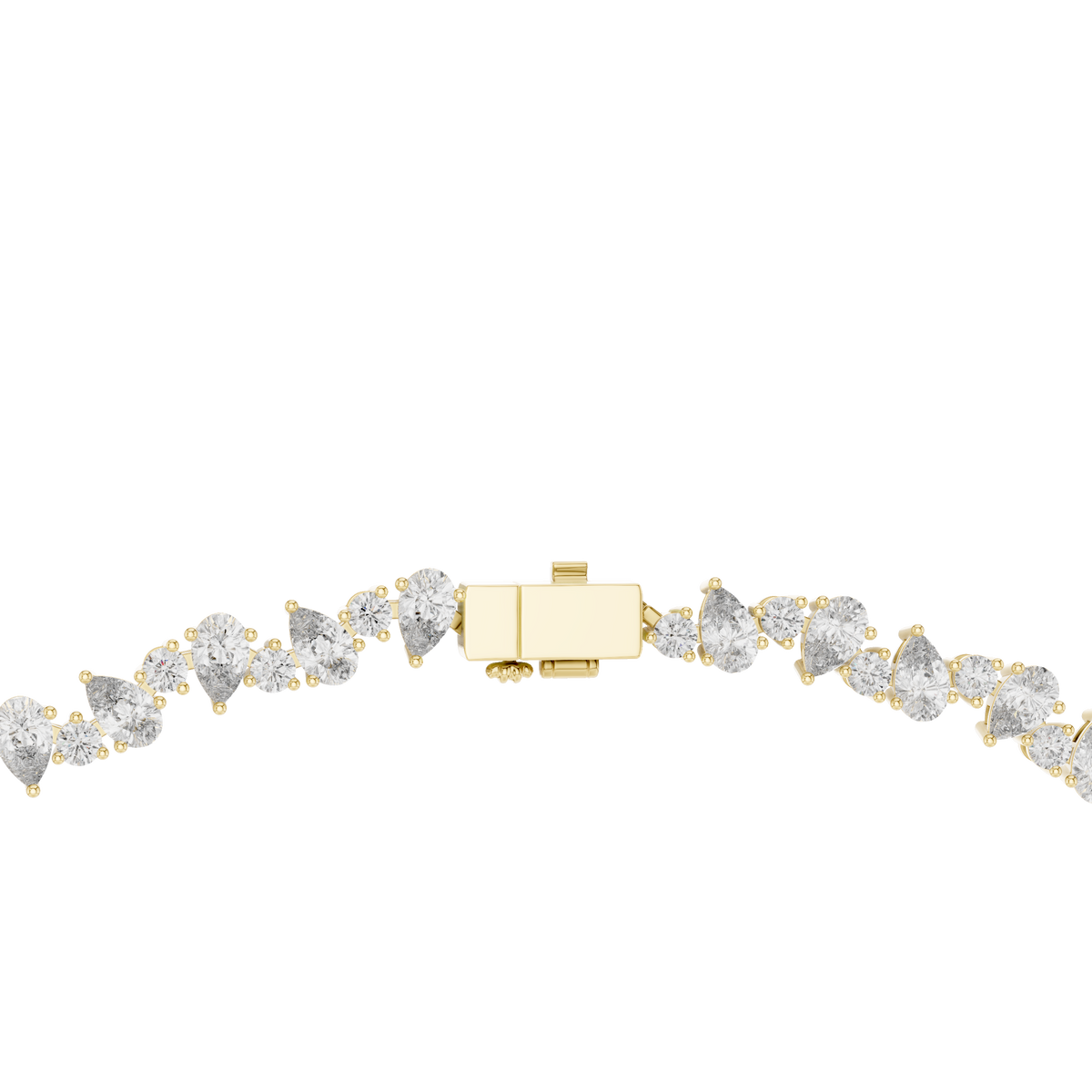 Pear and Round Tennis Necklace in yellow 925 sterling silver, view 4