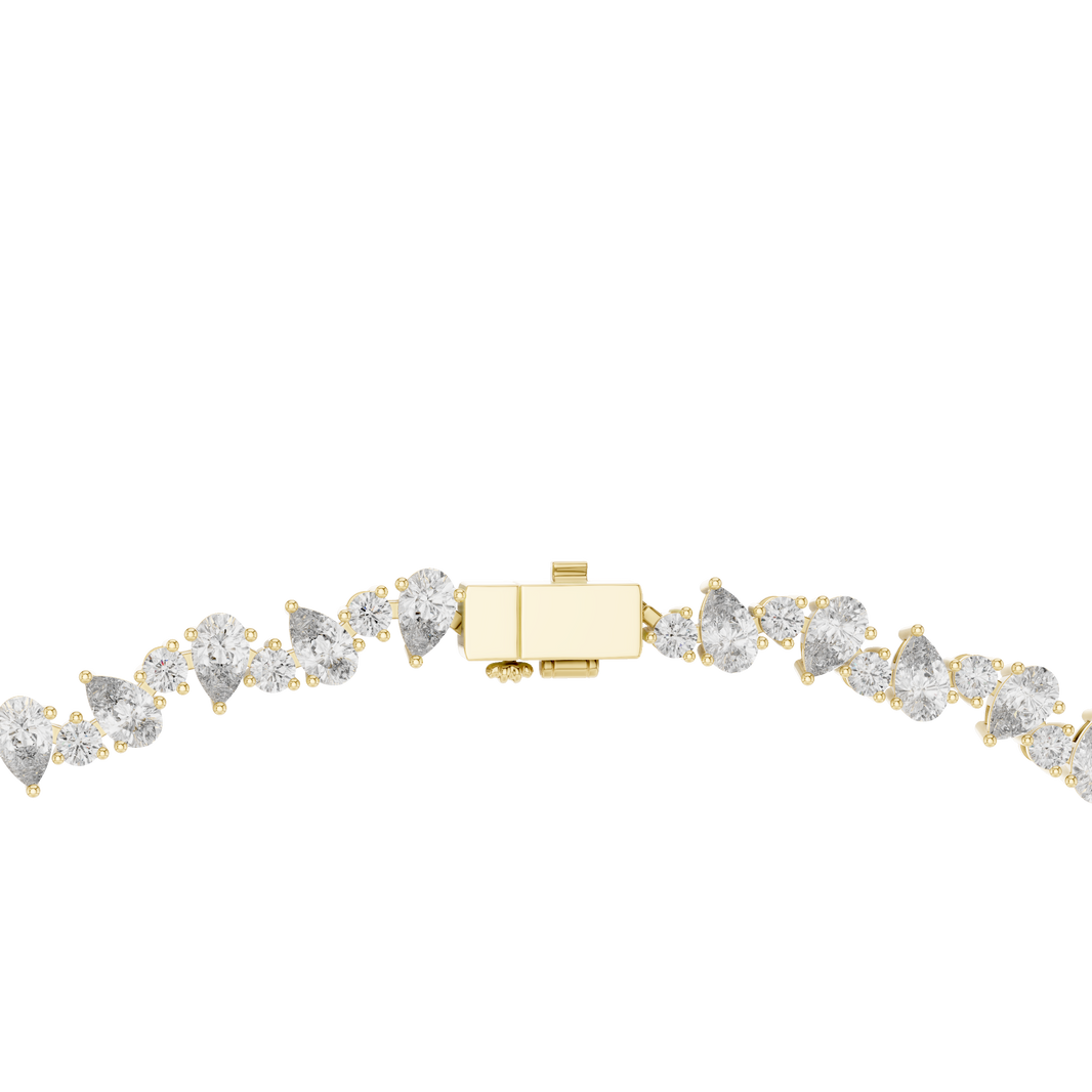 Pear and Round Tennis Necklace in yellow 925 sterling silver, view 4