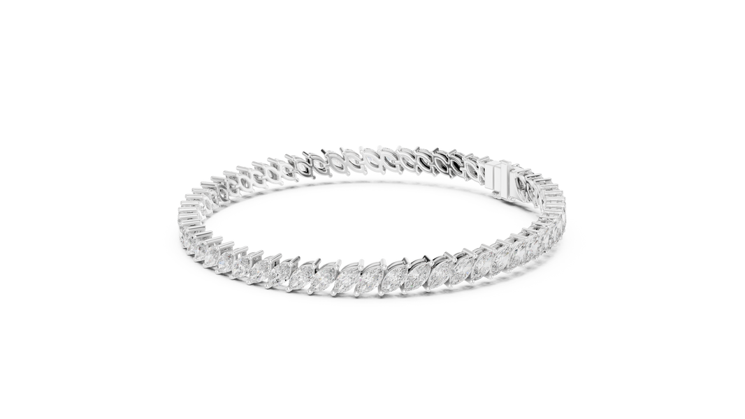Marquise Moissanite Tennis Bracelet in white 925 sterling silver, view 2