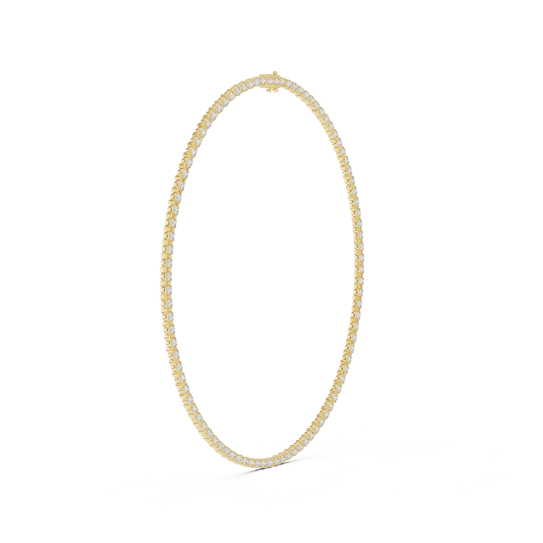 3.3mm Round Tennis Necklace in yellow 925 sterling silver, view 3