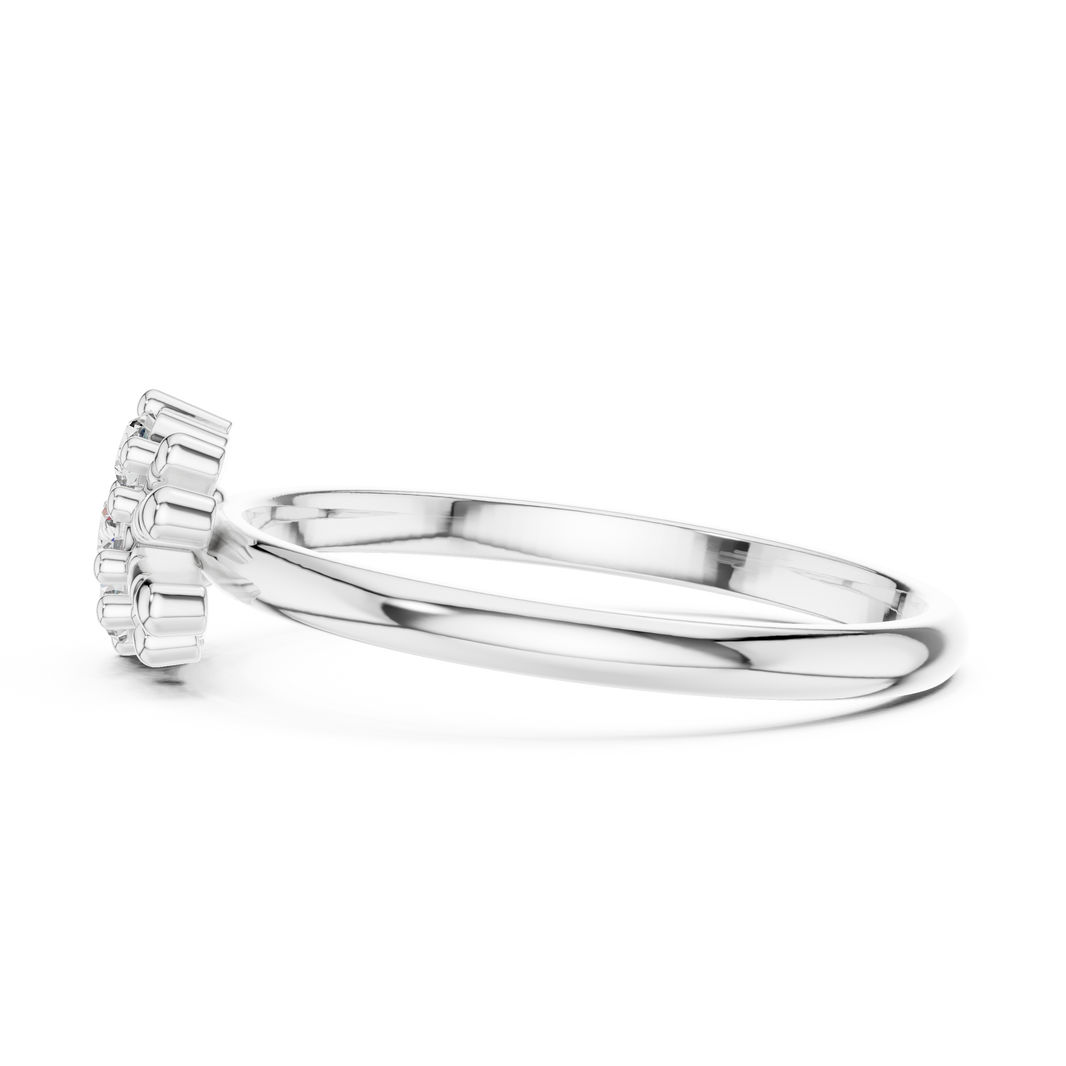 Petite Cluster Spray Moissanite Ring in white 925 sterling silver, view 3
