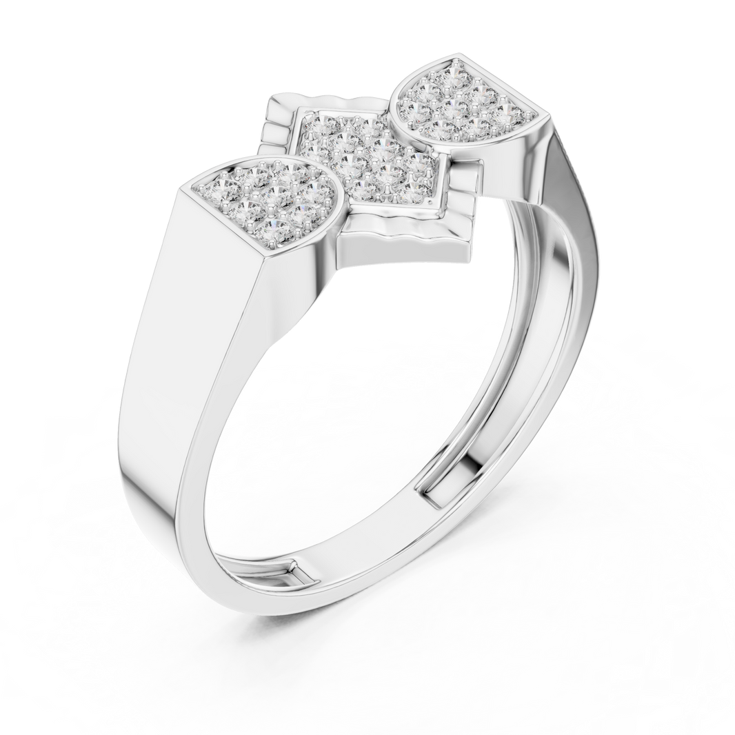Men's Pavé Rhombus Wide Moissanite Band in white 925 sterling silver, view 2