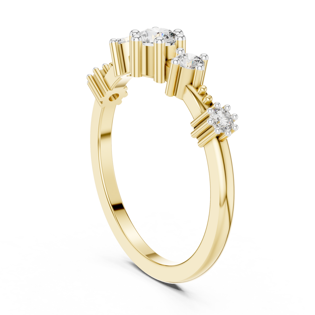 Five Stone Moissanite Ring in yellow 925 sterling silver, view 1
