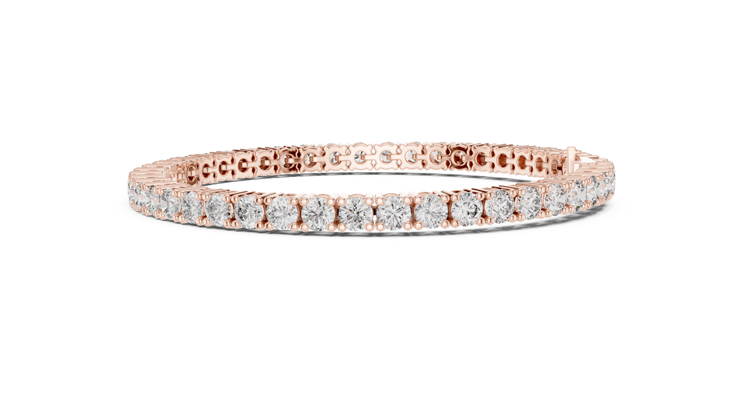 3.5 mm Round Moissanite Tennis Bracelet in rose 925 sterling silver, view 4