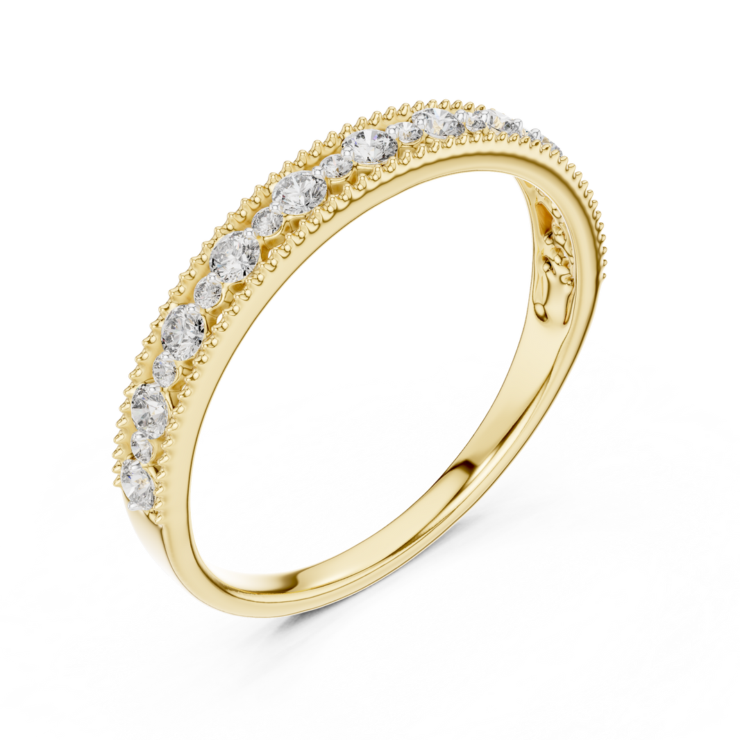Vintage Milgrain Moissanite Half Eternity Band in yellow 925 sterling silver, view 2