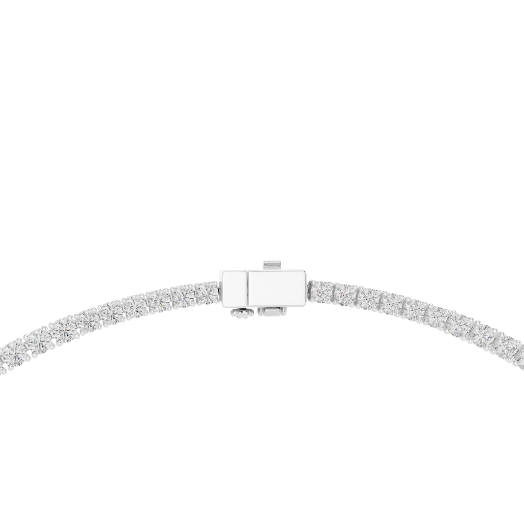 Graduated Round Tennis Necklace with Oval Centre in white 925 sterling silver, view 4