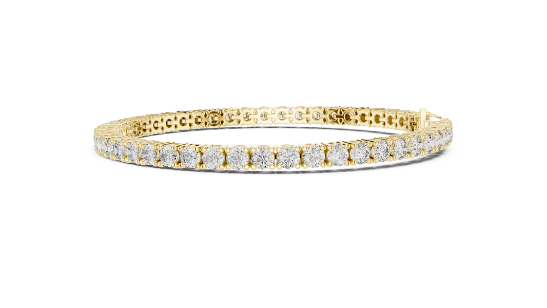 Round Moissanite Classic Tennis Bracelet in yellow 925 sterling silver, view 4