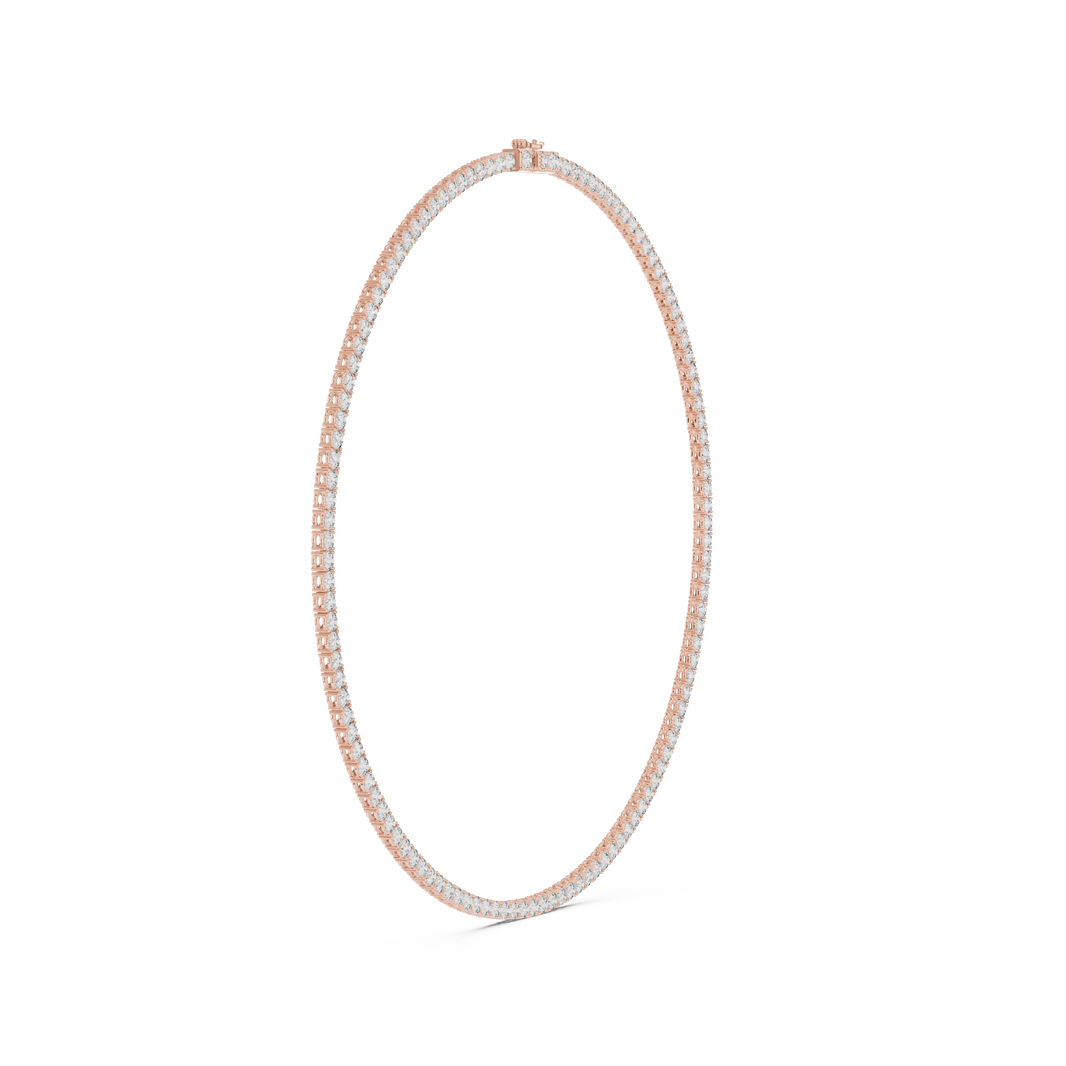4mm Round Tennis Necklace in rose 925 sterling silver, view 3