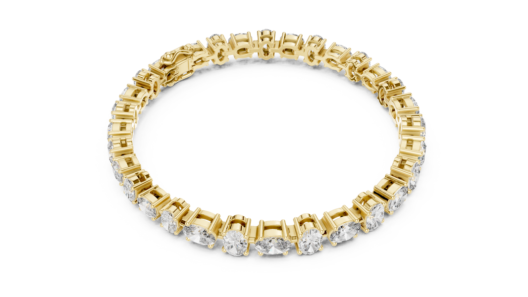 Oval Moissanite Tennis Bracelet in yellow 925 sterling silver, view 3