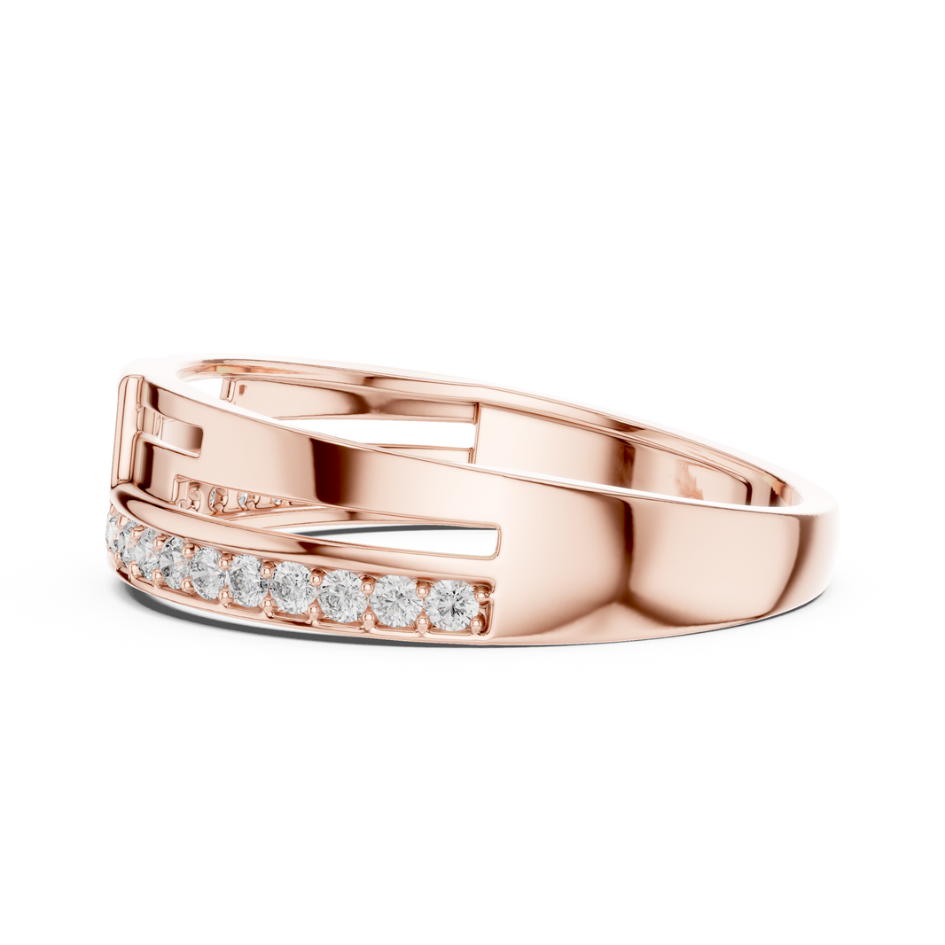 Two-Tier Pavé Moissanite Band with Square Accent in rose 925 sterling silver, view 3