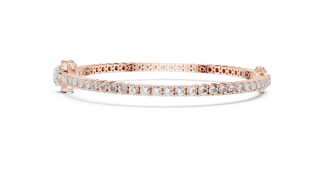 Oval Halo Centre Moissanite Tennis Bracelet in rose 925 sterling silver, view 4