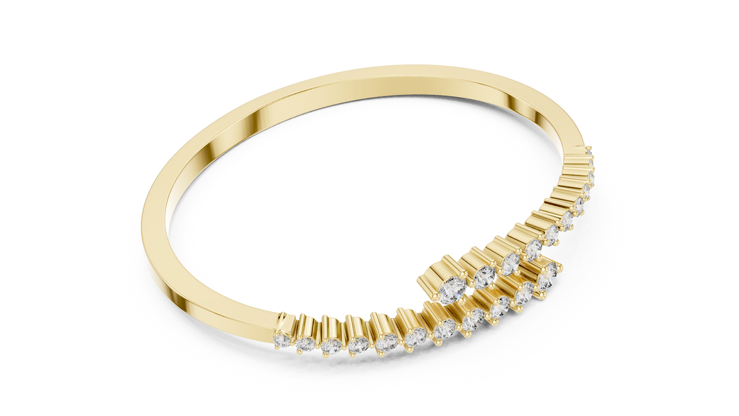 Graduated Round Moissanite Bypass Bangle in yellow 925 sterling silver, view 3